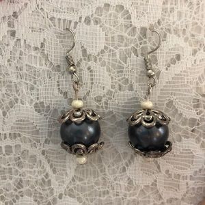 Dark gray vintage style earrings